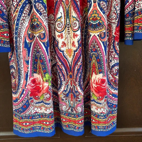 NWT Boston Proper Paisley Floral Bell Sleeve Peasant Dress Size 8 - Image 5