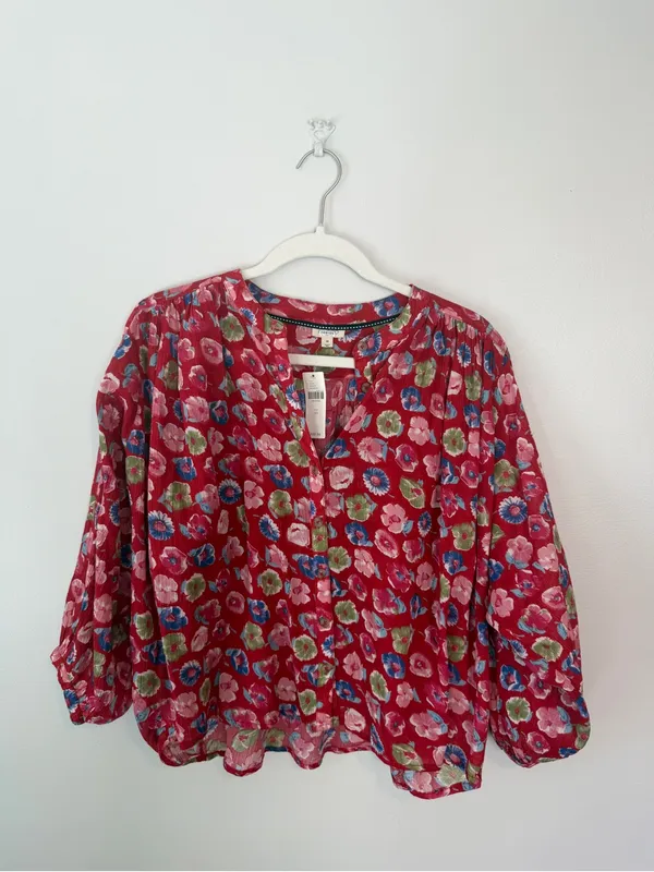 Anthropologie Pilcro The Sidney Batwing Blouse Red Floral XS NEW - Image 2