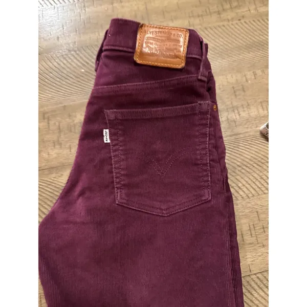 Levi's‎ Premium Wedgie Straight Corduroy Pants - Shiraz Burgundy - Size 24 - Image 2