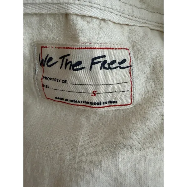 Free People We Are Free Made For Sun Linen Shirt Wet‎ Plaster Women's Size Small - Image 9