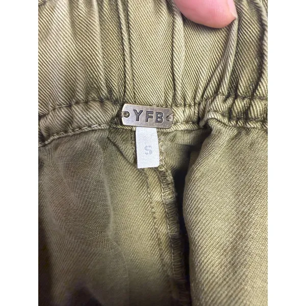 YFB Pants Womens Small‎ Green Lyocell Cargo Jogger Elastic Waist Cuffed Pockets - Image 3