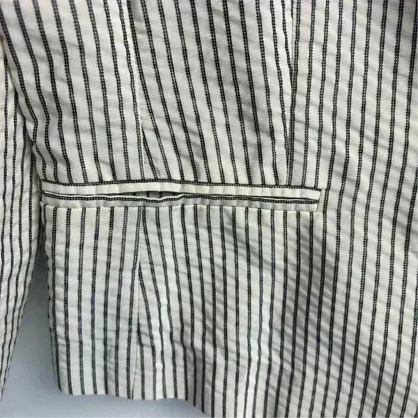 Ann‎ Taylor Loft Women's Blazer Jacket Ivory/White and Black Stripes Size 8 - Image 6