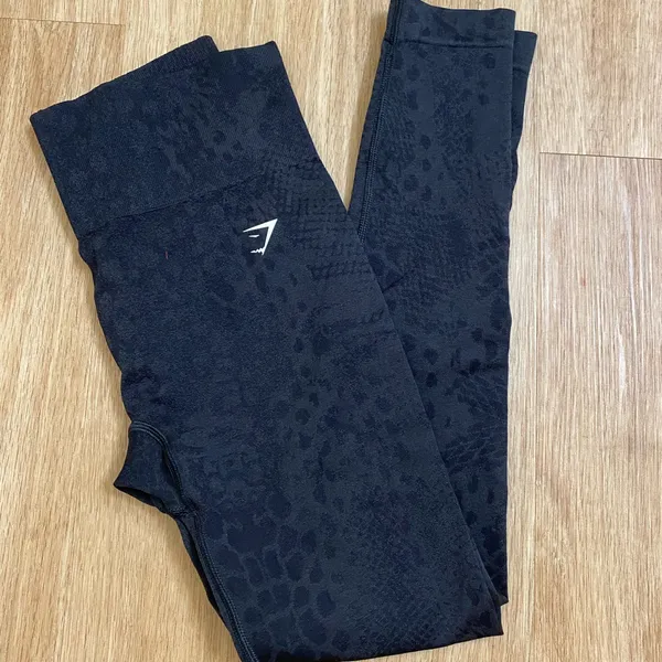 Gymshark Black Leopard-Textured High-Waist Leggings - Image 3