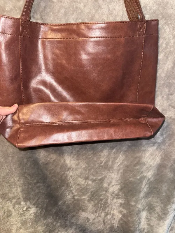 Vintage Style Oil-Wax PU Leather Shoulder Tote Bag - Image 5