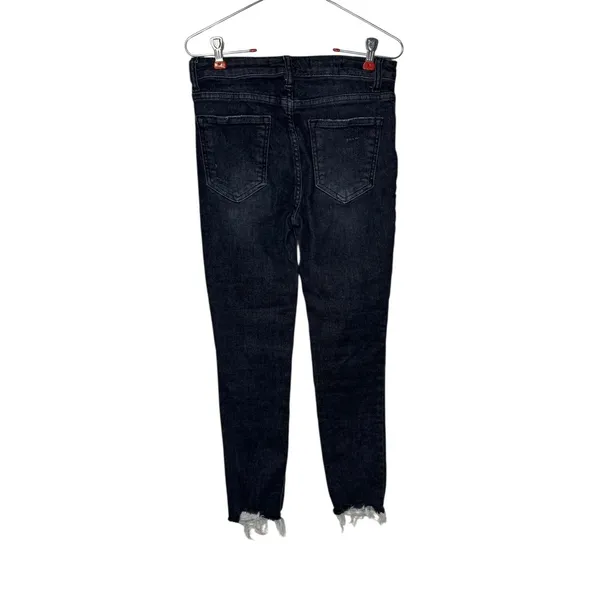 Risen Women's Jeans‎ Mid Rise Raw Hem Skinny RDP1420 Denim Dark Wash Black 28/7 - Image 6