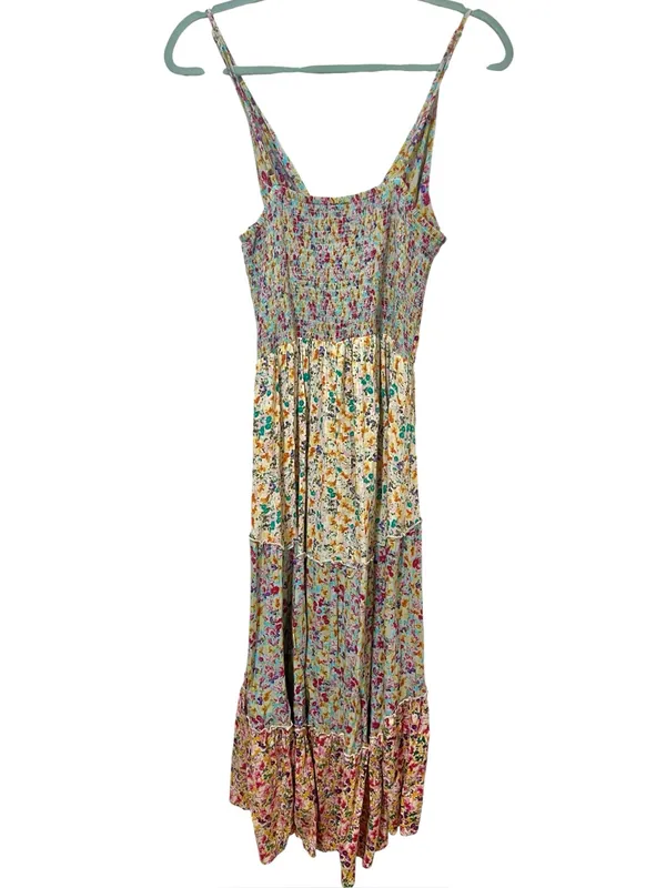 Angie Floral Peekaboo Twist Tiered Maxi Dress L Multicolor - Image 7