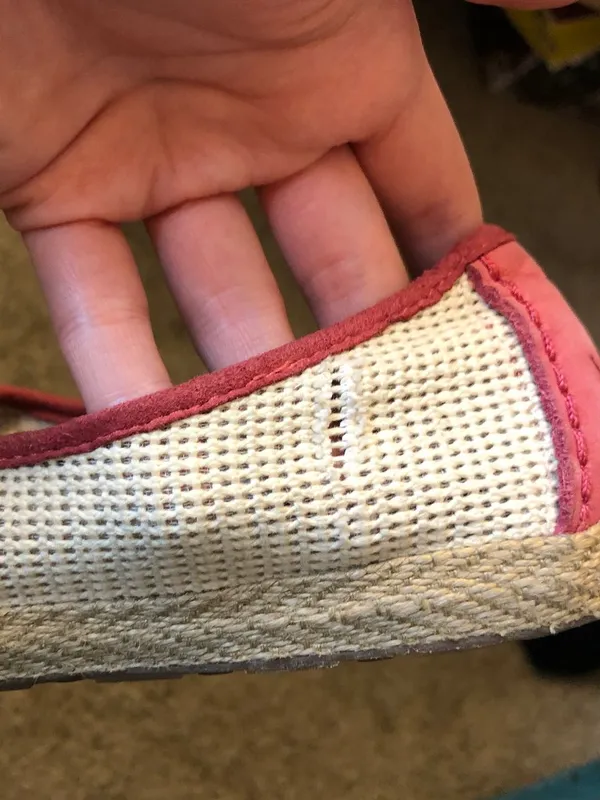 UGG Catrin Crochet Slip Ons Coral Red Pink Beige Espadrille LEATHER Flats US 8 - Image 16