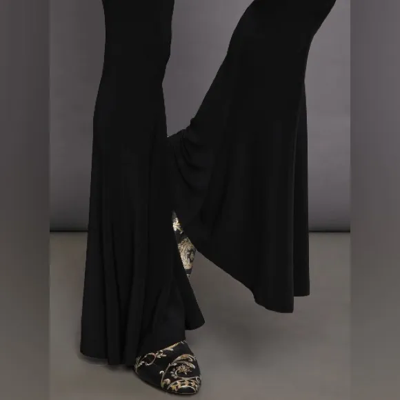 Norma Kamali Fishtail Pant Black M Flare Bellbottoms Stretch Free People - Image 8