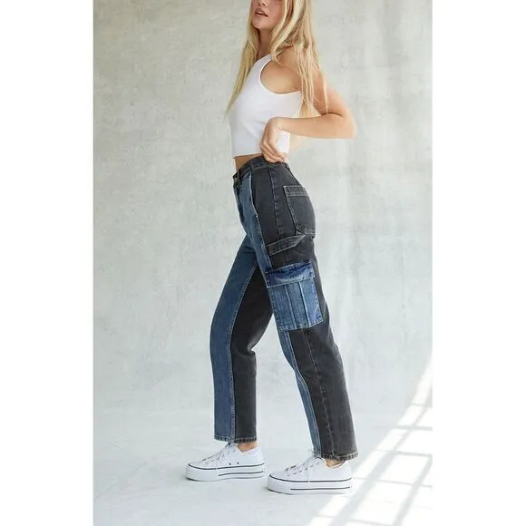 PacSun Two-Tone Cargo Skate Pants High Rise‎ Carpenter Utility Jeans Size 25 - Image 9