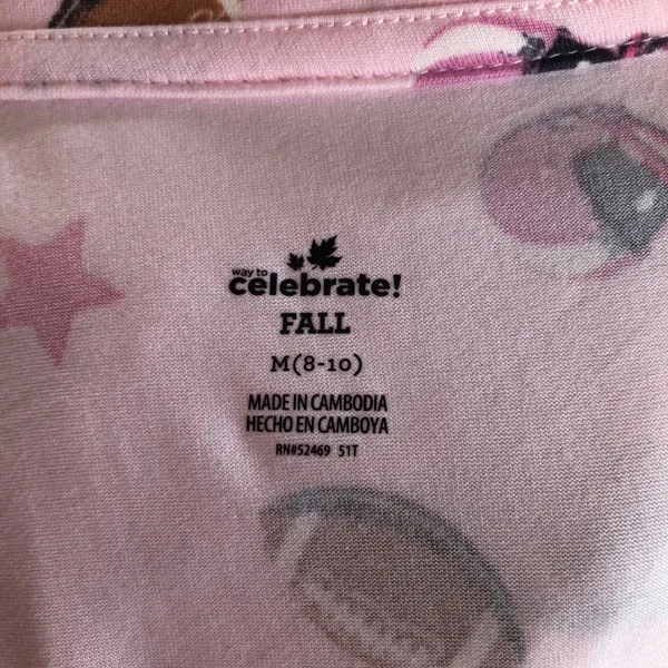 WAY TO CELEBRATE Womens PJ Shorts Set Size Medium 8-10 FOOTBALL theme Pink New - Image 5