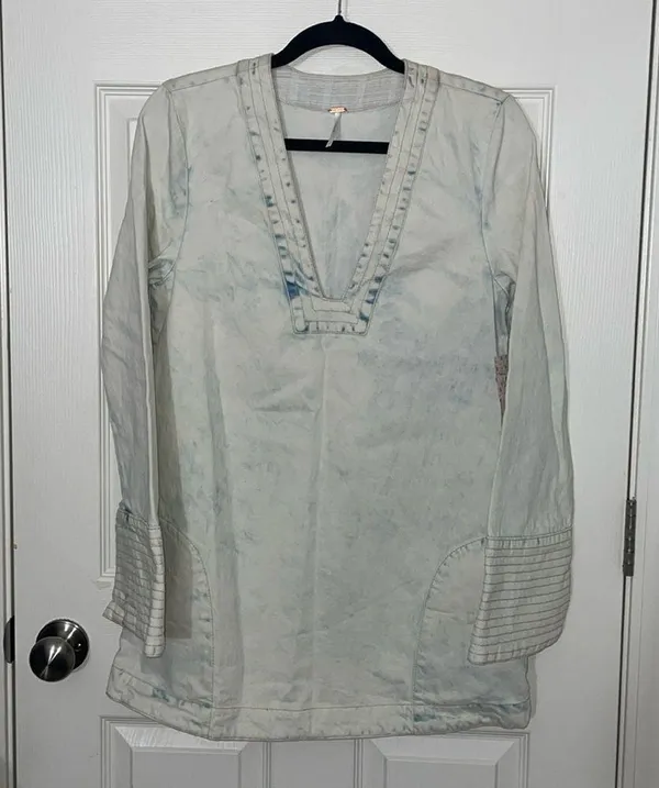FREE PEOPLE "Dreaming of Denim" Tunic Dress/Top Cloud Wash Small (Oversized) NWT - Image 8