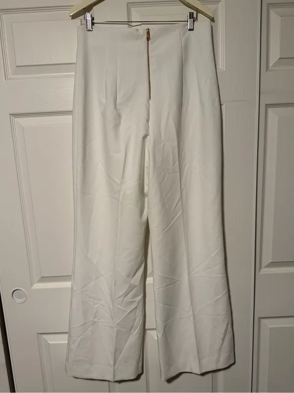 Zara White Ultra High Rise Wide Leg Legged Trousers Pants Luxury Tall - Image 2