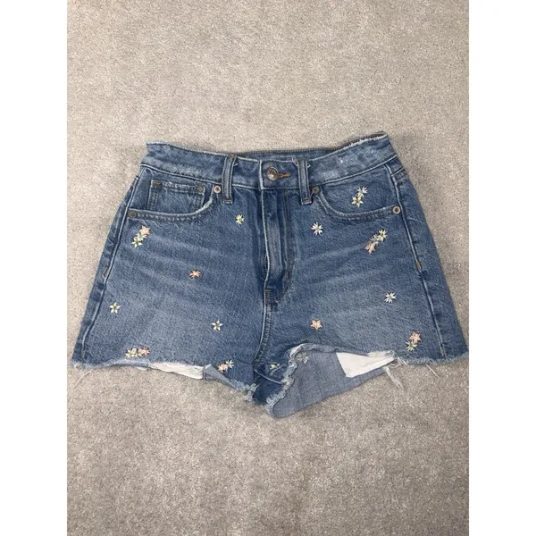 american eagle mom short‎ embroidered flower design 00 Cut Off - Image 2