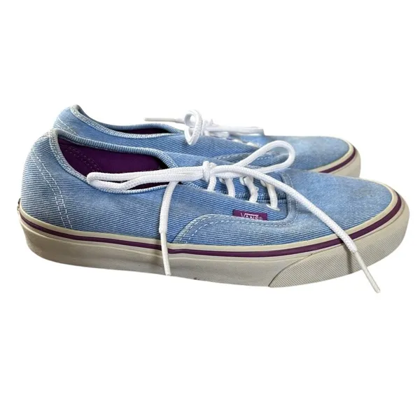 Vans‎ Blue Denim Sneakers Women's Sz 7.5 Washed Twill Skater Grunge - Image 2