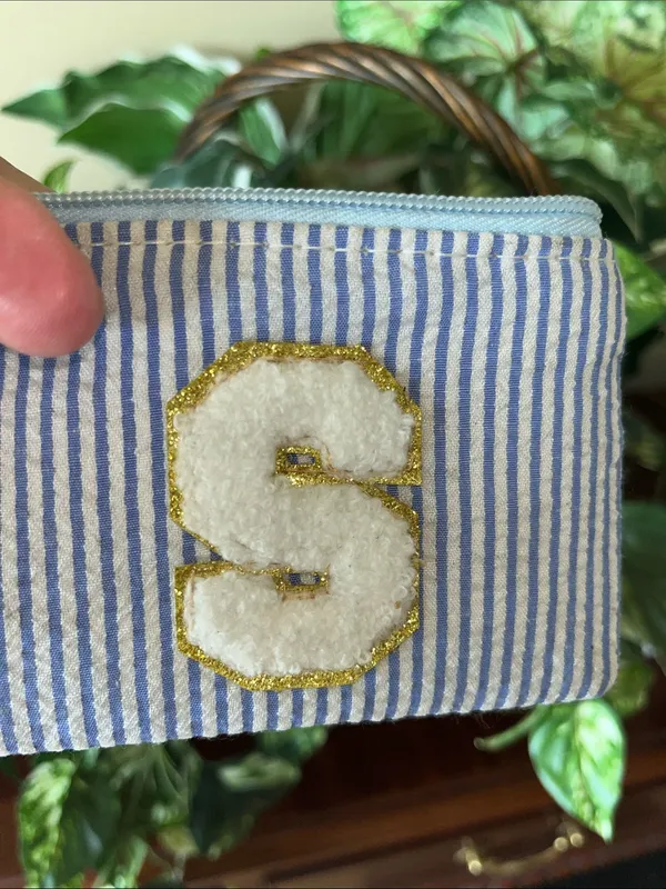 Wallet Coin Purse Key Ring “S” Blue White Striped - Image 2