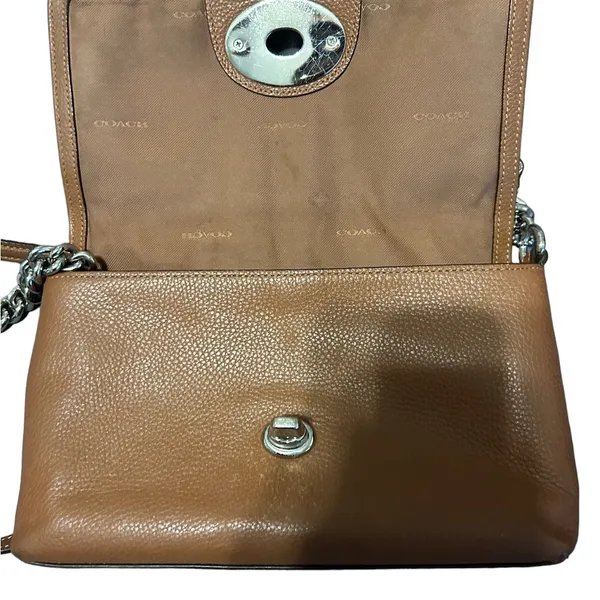 Coach light brown Crossbody Shoulder Bag Pebble Leather - Image 4