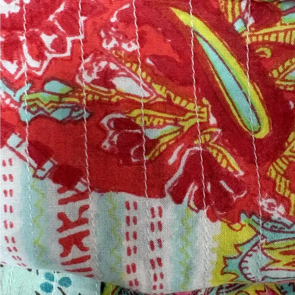 Handmade Reversible Paisley Boho Patchwork Button Top Short Sleeve Medium Fit Red - Image 6