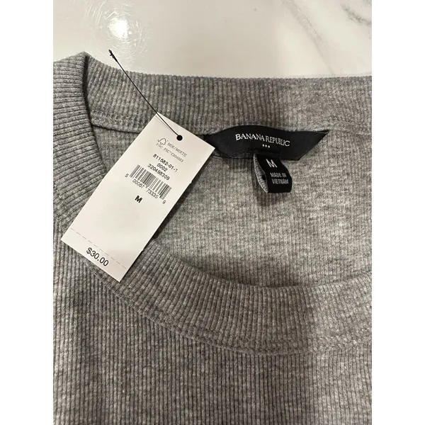 Banana Republic Factory Ribbed Racer Tank Crewneck Size Medium Gray Stretch NEW - Image 3