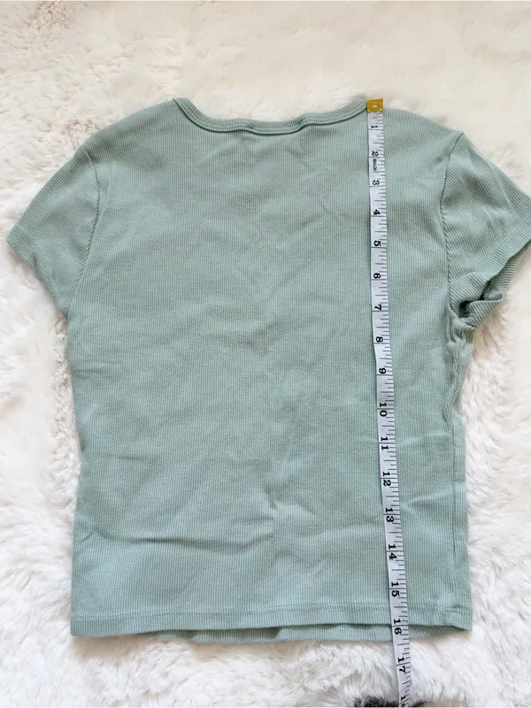 Reformation Ribbed Short Sleeve Tee XS - Green - Image 2