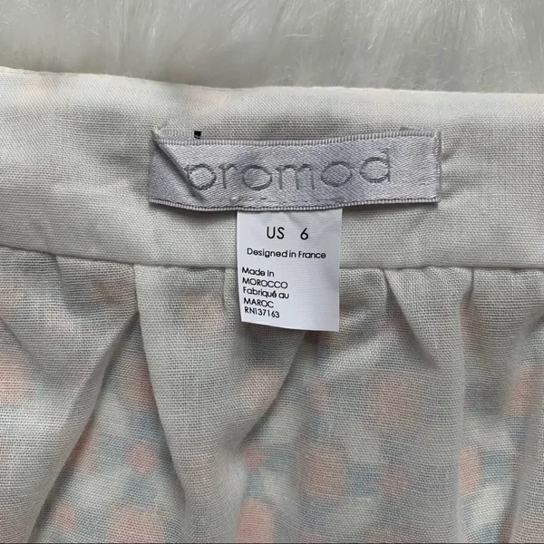 Promod French Designer Skirt Orange White Size 6 - Image 3