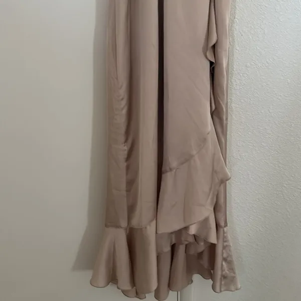 Show Me Your Mumu Samantha Ruffle Wrap Satin Midi Dress Champagne Small‎ - Image 4