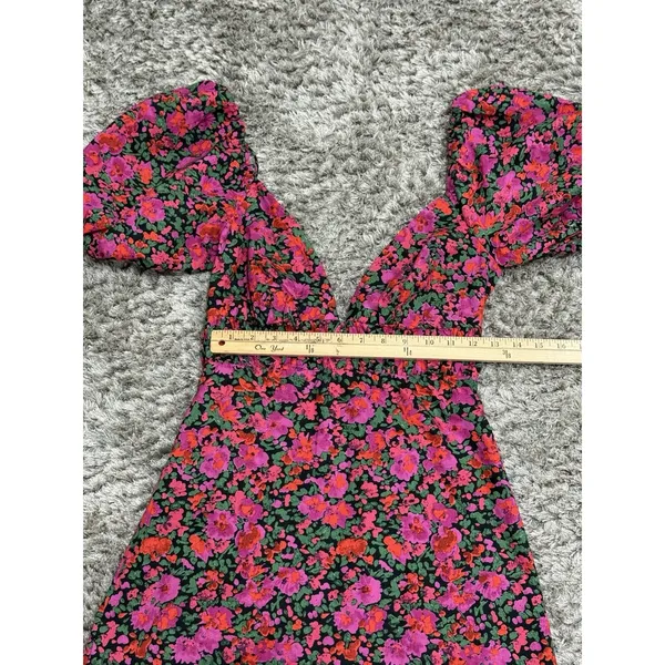 Hello Molly Floral Mini Dress Open Back Puff Short Sleeve Party Summer NWT 4 - Image 13