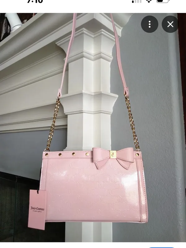 Juicy Couture Light Pink Bow Crossbody with Gold Chain - Image 4