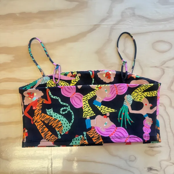 Zara Miranda Makaroff Woman in Art Graphic‎ Crop Top Multi Color Size M 1131/152 - Image 2