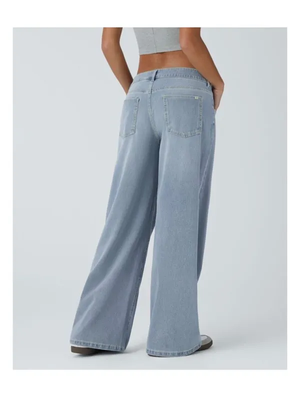 Halara Small low rise Asymmetric Waistband Light Blue Wash Small - Image 3