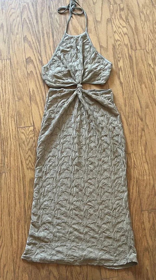 Brown Halter Cut Out Dress Size L - Image 2