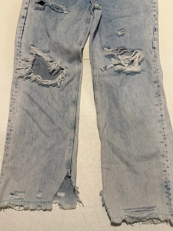 We The Free People 28 Jeans Tapered Baggy Boyfriend Purple Rock Distressed NWT - Image 11