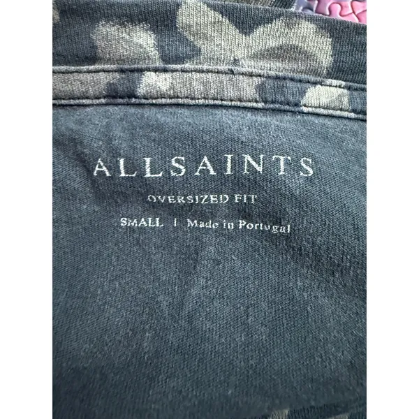 ALLSAINTS Leopard Print Oversized Fit‎ T Shirt Women S Grey Black Short Sleeve - Image 4