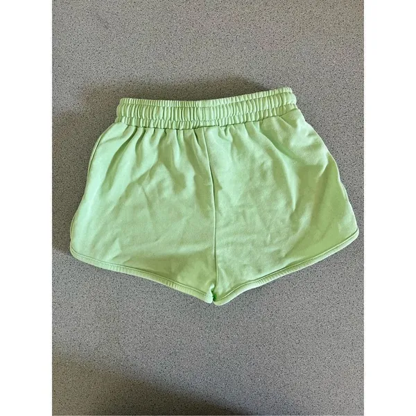 70s inspired drawstring sporty pull on short shorts Pastel Lime Green XS cider - Image 6
