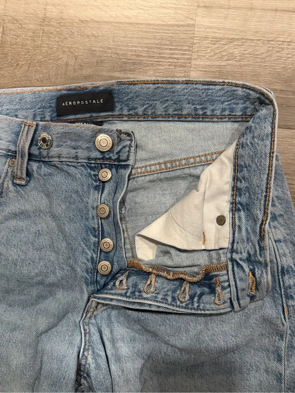 Aeropostale High Rise Baggy Jeans Women's 6 Short Light Wash Distressed Y2K - Image 3