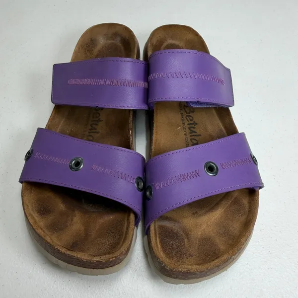 Birkenstock Betula 39 Sandals Purple Slide Two Strap Cork Footbed Adjustable Comfort Shoes - Image 5
