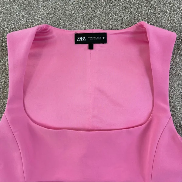 ZARA Going Out Pink Square Neck Sleeveless Tank Top Side Zip Party Bodycon Small - Image 2