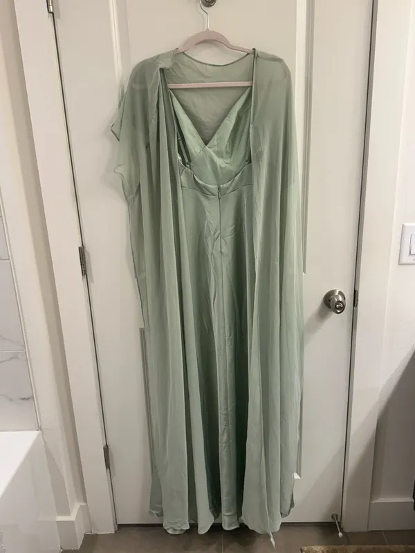 Azazie Dusty Sage Dress - Image 2