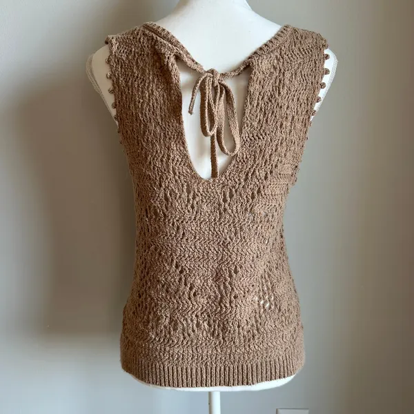 By Anthropologie Tan Woven Tank Top Blouse Knit Boho Top Size Small - Image 5