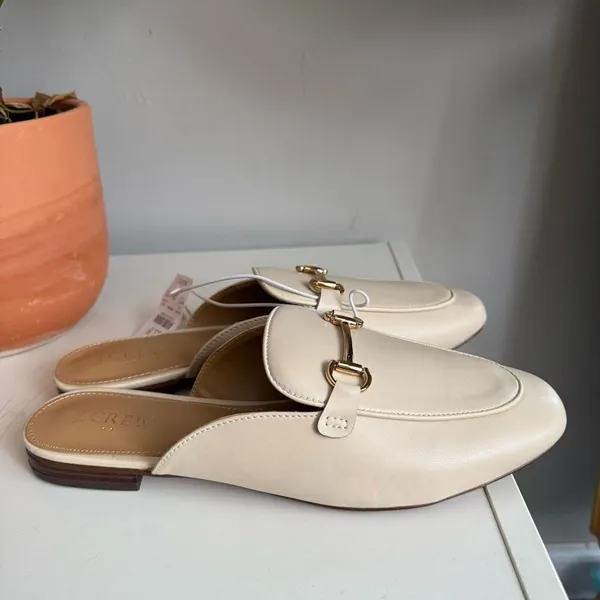 J crew cream slip-on loafer mules 9.5 - Image 2