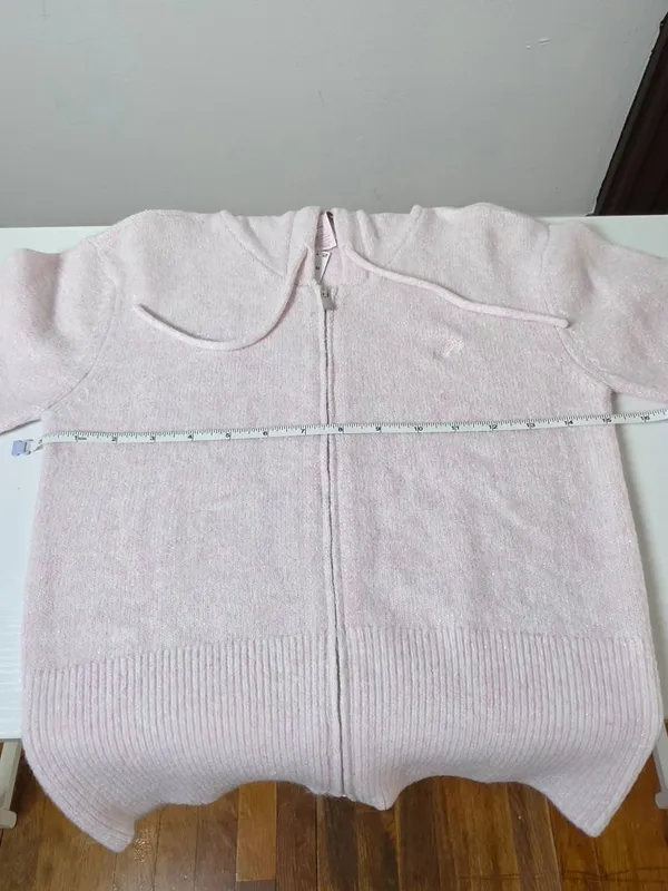 Victoria's Secret PINK Front-Zip Shrunken Sweater Hoodie - Pink Petal - Size M - Image 5