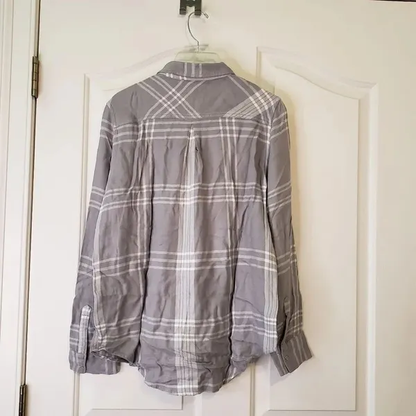 Calvin Klien Gray Plaid Button Up Top - Image 2