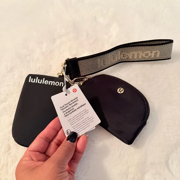 Lululemon Dual Pouch Wristlet Black Gold - Image 6
