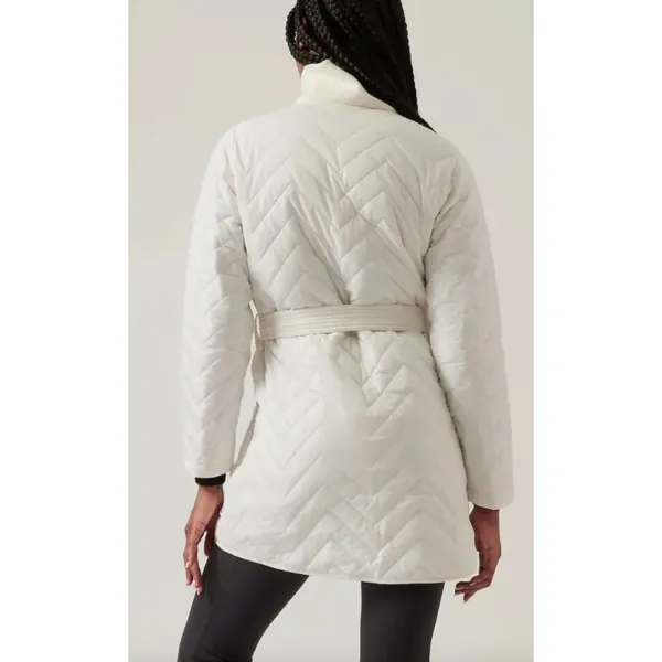 Athleta Mendocino Puffer Coat Quilted White Light Quilted Belted Size 2X NWT - Image 5
