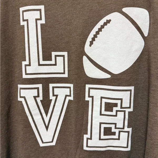 Love Football Brown Graphic T-Shirt Size Large - Image 11