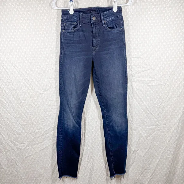 Mother‎ Dark Wash High Waisted Looker Ankle Fray Jeans - Image 2