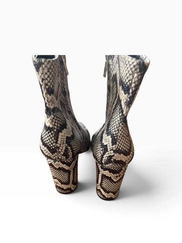 Marc Fisher Snake-Print Pointed Toe Women's Ankle Boots - Black & White - Image 3