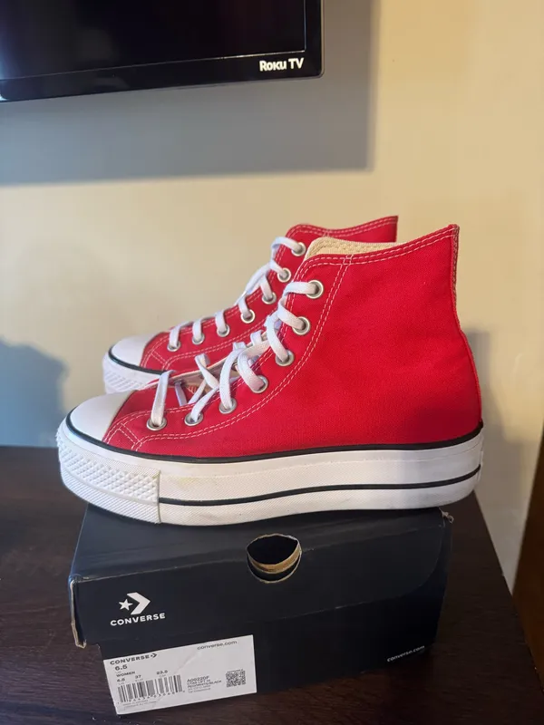 Red Platform Converse Sneakers - Image 3