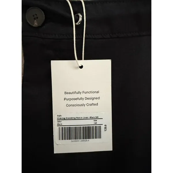Everlane NWT Wide-Leg Drawstring Linen Pants Black 16R - Image 10