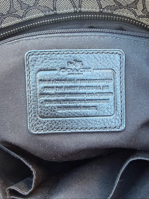 Coach Brown Signature Jacquard Monogram Zip Top Tote with Dark Leather Trim - Image 4