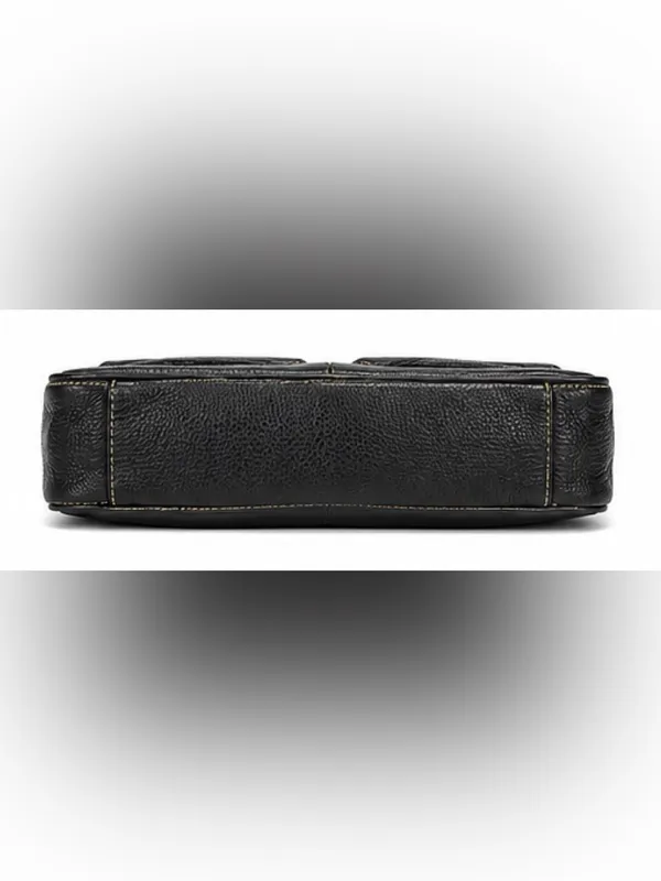 Charter Club Black Leather Multi-Pocket Shoulder Bag - Image 4